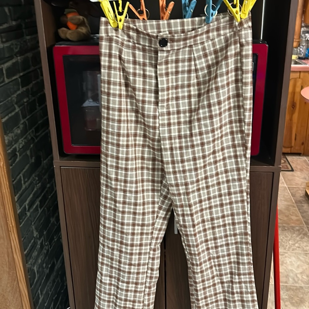 Plaid flare pants